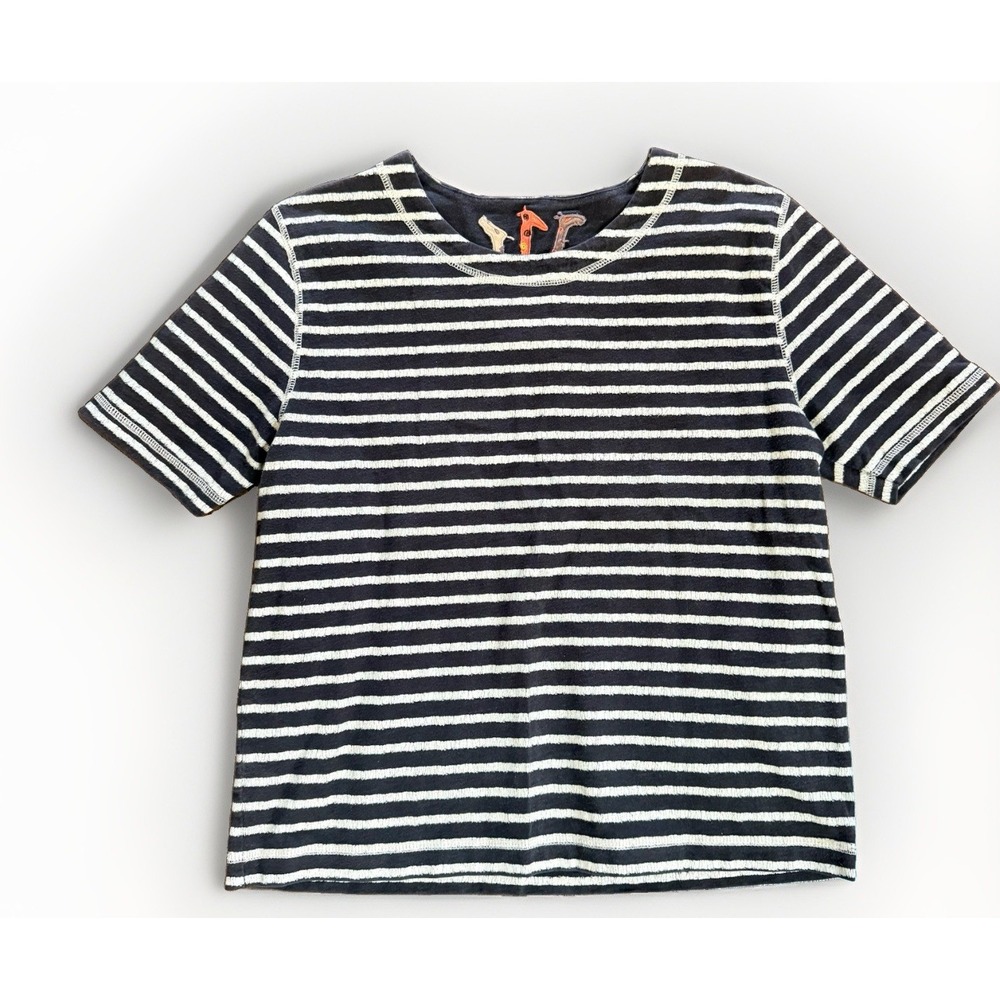 Vintage 90's Onque Casuals Top Striped Black White Cotton Nautical Small